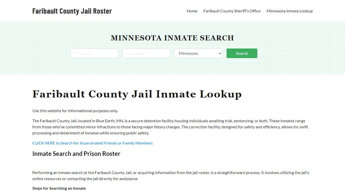 Faribault County Jail Roster Lookup, MN, Inmate Search