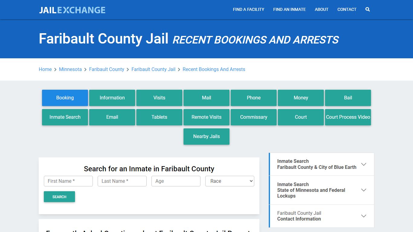 Faribault County Jail Recent Bookings And Arrests - Jail Exchange